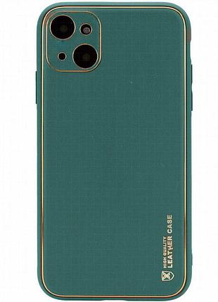 Кожаный чехол xshield для apple iphone 14 (6.1") зеленый / army green