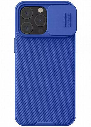 Карбоновая накладка nillkin camshield pro magnetic для apple iphone 15 pro max (6.7") blue