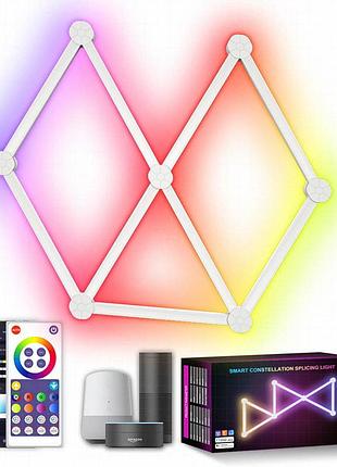 Модульный настенный светильник led rgb 5v sal-014b 9pcs bluetooth usb with app white