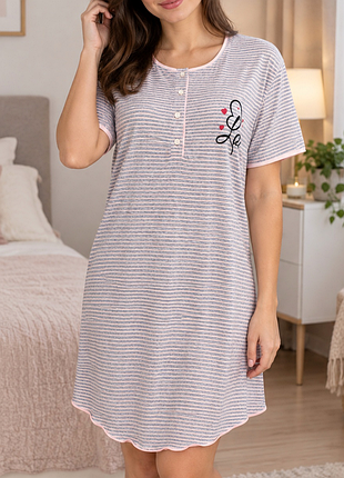 Ночная рубашка 2xl, 4xl, ночнушка, ночная рубашка в полоску турция