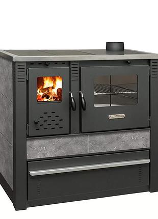 Печь стальная с конфорками +духовка pro-termo panonia right 10,5 квт. (111кг./димоход 120мм./510x900x850мм./керамика цвет gray)