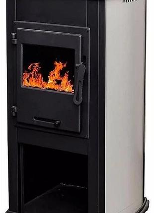 Стальная печь камина с конфоркой на дровах termosistem elegant 9 квт 60кг 460х460х870мм (дверца чавун +стекло) дымоход сверху