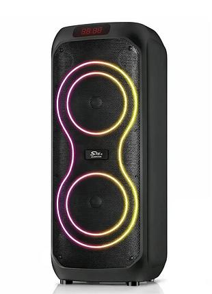 Портативна акустична система sps zqs8255 40 вт bluetooth з мікрофоном та led-підсвічуванням 5000 ма·год black (10377)