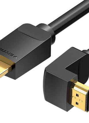 Кабель vention hdmi m-m 3 м v2.0 4k 60 гц pvc з кутовим конектором 270° black (aaqbi)