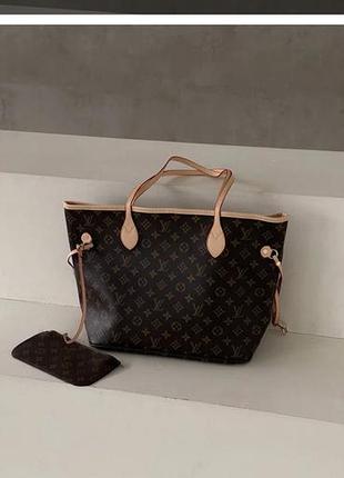 Сумка жіноча louis vuitton neverfull mm коричнева