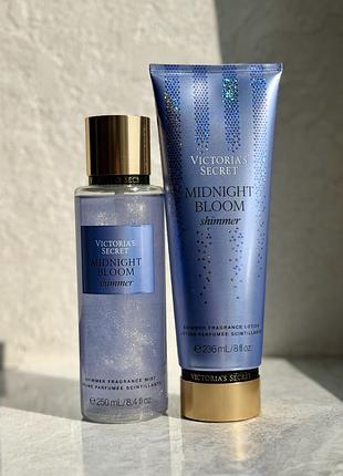 Набір спрей / міст та лосьйон з шимером victoria's secret midnight bloom shimmer