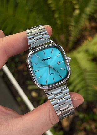 Годинники  casio сріблясті з блакитним циферблатом 9