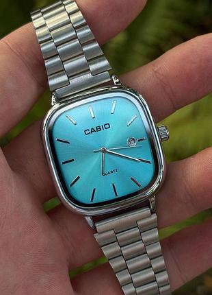 Годинники  casio сріблясті з блакитним циферблатом 2