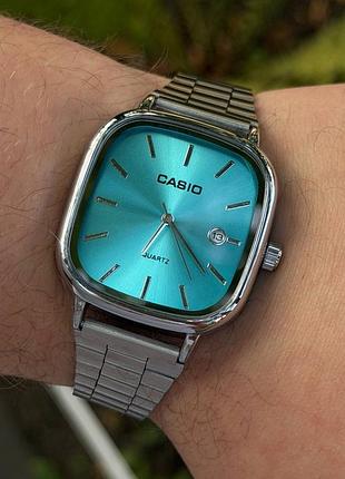Годинники  casio сріблясті з блакитним циферблатом 7