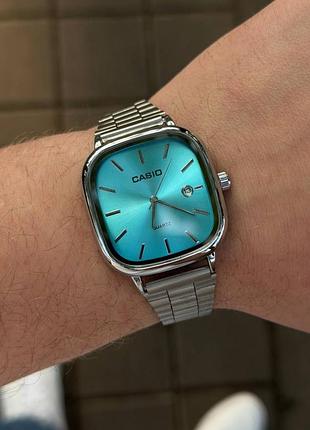Годинники  casio сріблясті з блакитним циферблатом 4