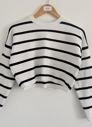 Стильный укороченный свитер в полоску new look (оверсайз) на 12-13 лет