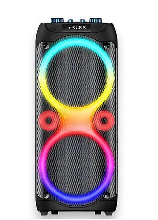 Портативна акустична система sps zqs10213 60 вт bluetooth з мікрофонами та led-підсвічуванням 6000 ма·год black (10380)