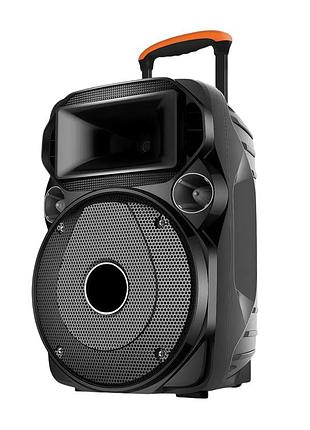 Портативная акустическая система su-kam su615d 100 вт bluetooth на колесах с микрофонами и функцией записи голоса 5500 мач black