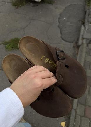 Сабо жіночі birkenstock boston коричневі, розмір 40, довжина устілки 26 см, матеріал шкіра