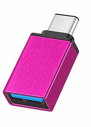 Otg перехідник usb type-c - usb 3.0 адаптер рожевий