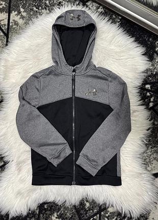 Кофта для підлітків under armour на змійці, з капюшоном, сіра, чорна