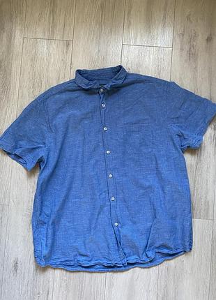 🌳чоловіча сорочка xxl, з коротким рукавом, льон, котон, лляна, primark, xxl
