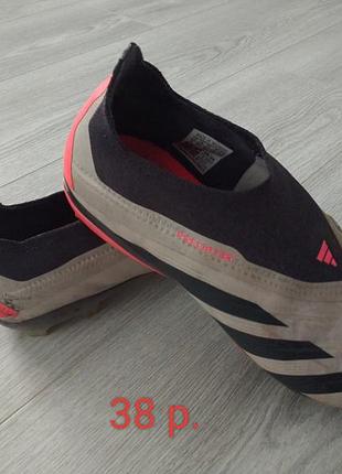 Бутси чоловічі adidas predator edge.3 fg чорні з рожевим 38 розмір
