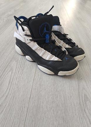 Кросівки jordan 6 rings чорно-білі з синіми елементами