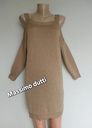 Красивое брендовое платье с золотистым отливом, massimo dutti