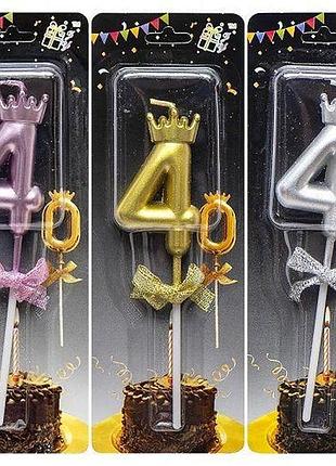 Свічка-цифра "4" з короною (мікс)