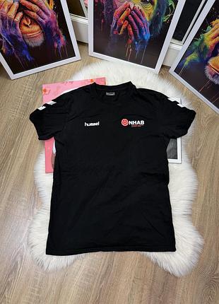 Чорна спортивна футболка hummel, чоловіча футболка хуммель для тренувань
