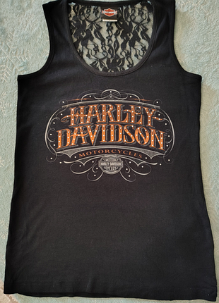 Майка жіноча harley davidson чорна з мереживом