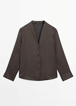 Блуза сатин нова чорна нова атласна massimo dutti 2