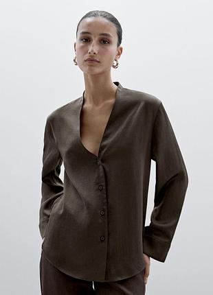 Блуза сатин нова чорна нова атласна massimo dutti