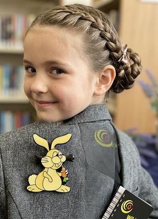 Вінтаж! 🍂🐇 кролик брошка значок пін дитячий металевий зайчик заєць зайченя з морковкою