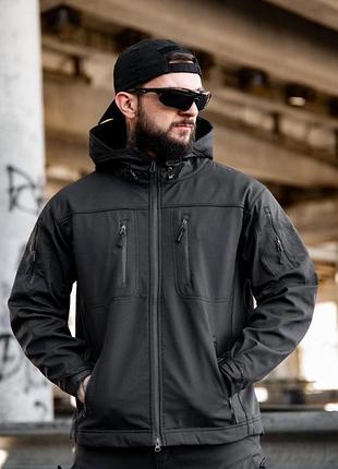 Куртка чоловіча maximus softshell чорна вітро-вологозахисна