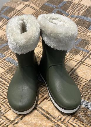 Черевики для дітей crocs handle it rain boot хакі 2