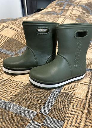 Черевики для дітей crocs handle it rain boot хакі 7