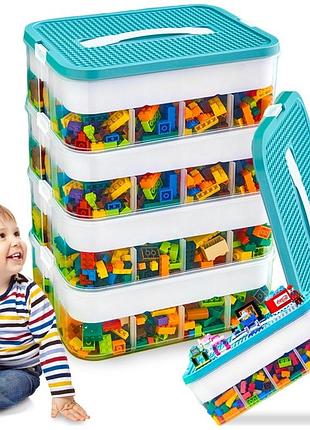 Контейнер для конструктора lego 4-поверховий пластиковий з перегородками 24 л