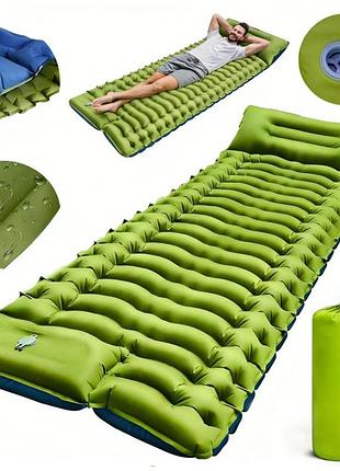 Килимок самонадувний karimata 195x65x10 см з подушкою для кемпінгу та походів