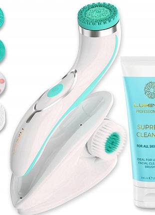 Набір для чищення lumineo brush pro бірюзовий 4 насадки + гель для всіх типів шкіри