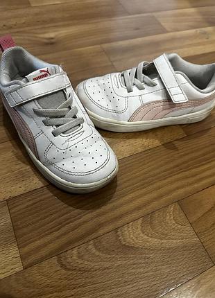 Кеди дитячі puma білі з рожевим