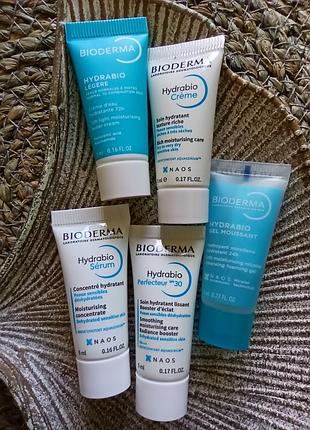 🩵bioderma hydrabio пробники/миниатюры, увлажняющая линейка биодерма гидрабио