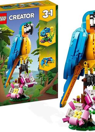 Lego creator 3 в 1 екзотичний папуга фігурки тварин з кубиків жаба та риба креативна іграшка для дітей набір 31136