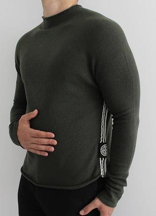 Рідкісний,вінтажний чоловічий светр stone island кольору хакі вовна made in italy
