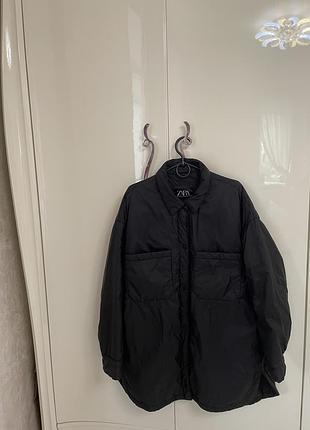 Куртка чорна сорочкою бренд zara