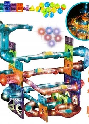 Великі магнітні конструкторські блоки світловий шаровий трек 111 елементів кульодром