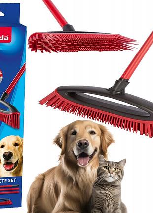 Мітла-щітка vileda pet pro для волосся та шерсті з гумовим ворсом clean