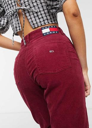 Штани жіночі tommy jeans бордові вельветові штани 29/30