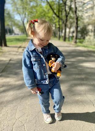 Джинсовий костюм для дівчаток zara (куртка та джинси) синій 104 см