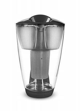 Скляний фільтруючий кувшин dafi crystal led +10 фільтрів classic (графітовий)