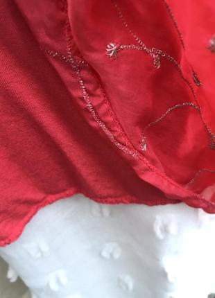 Шелк,блуза реглан,рубаха красная,вышивка серебро,этно бохо стиль,большой размер4 фото