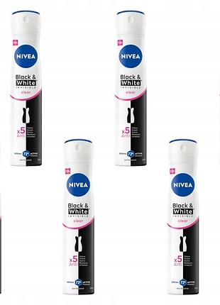 Антиперспірант жіночий nivea black&white invisible clear спрей 72 год 200 мл x6