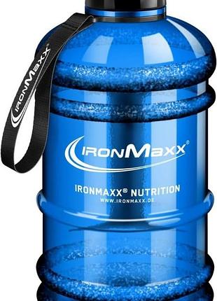 Ironmaxx water gallon 2200 мл синя спортивна пляшка xl зі шкалою герметична bpa free з ручкою для носіння