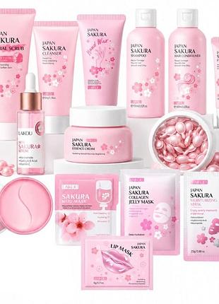 Набір japan sakura zestaw 14 косметики для догляду за волоссям обличчям руками подарунковий